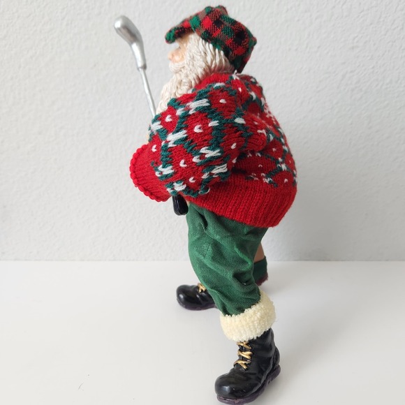 Vintage Terrys Village Christmas Golfing Santa With Golf Bag And Clubs 9in Tall - Picture 8 of 11
